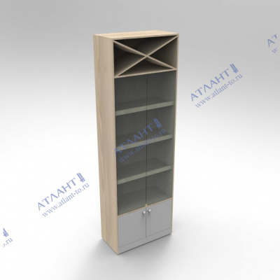 Витрина для вина с полками ЛДСП застекленная ВВП-17